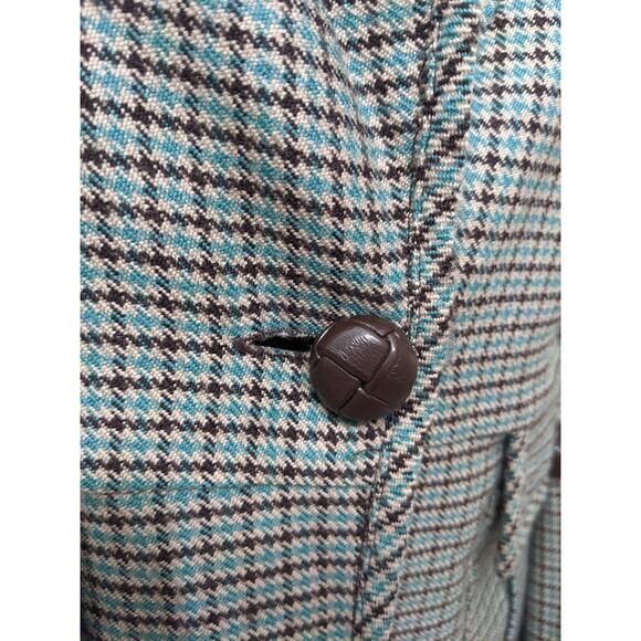 Y2K LAMB Gwen Stefani Wool Tweed Blazer 10 Teal Fitted Jacket 2008 *READ - Picture 5 of 11